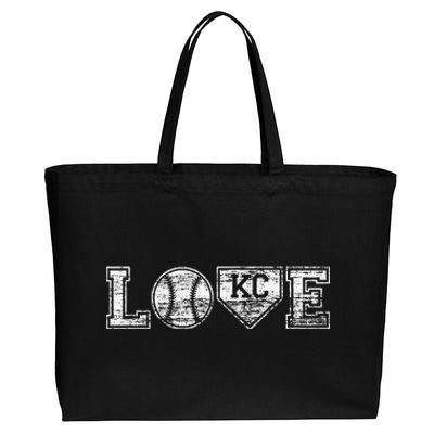 Baseball Kansas City Love Blue Color Royal National Pastime Cotton Canvas Jumbo Tote