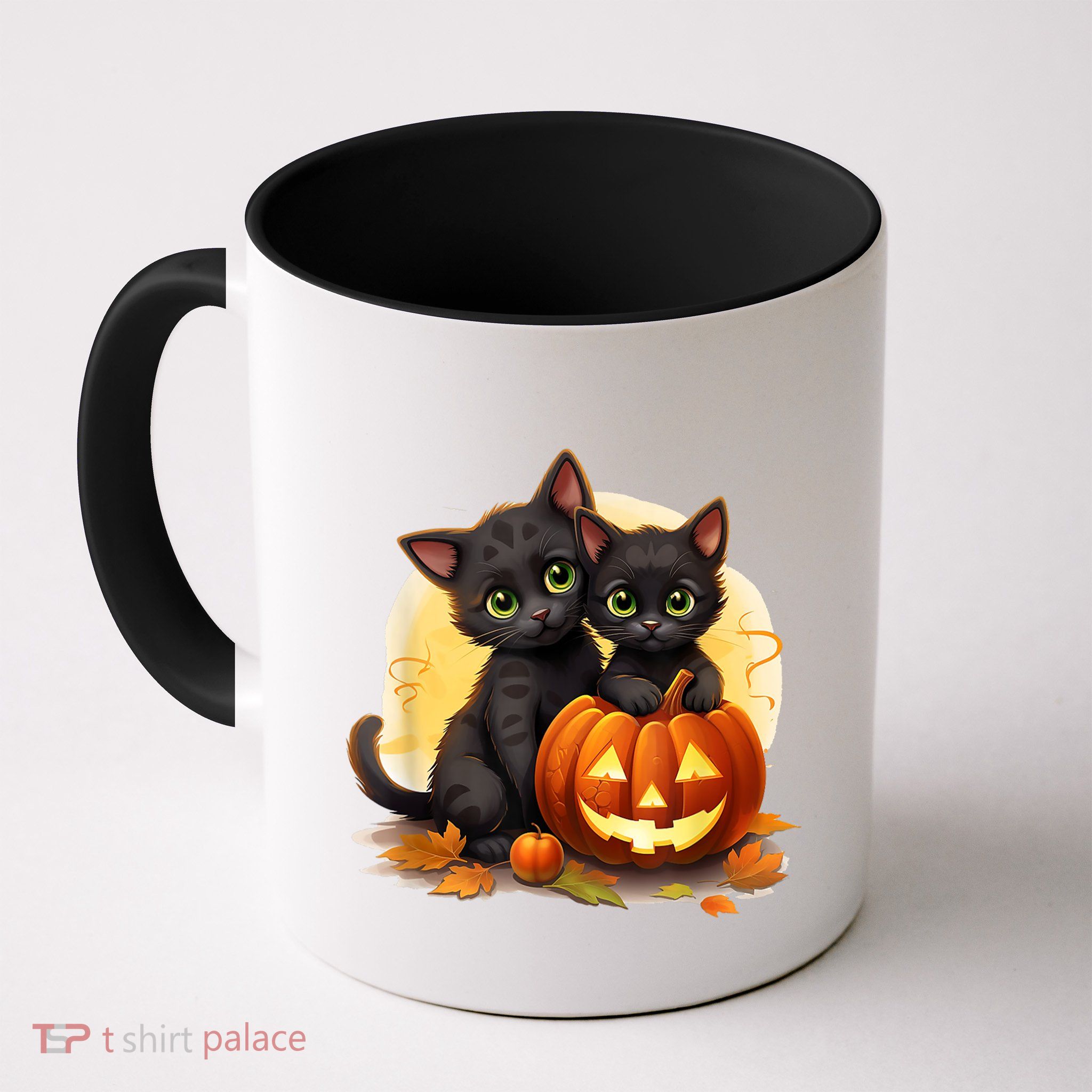 Black Kitten Cats Pumpkin Halloween Jack O Lantern Cute Mug