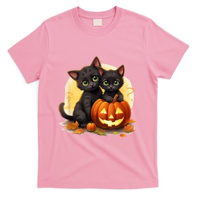 Black Kitten Cats Pumpkin Halloween Jack O Lantern Cute T-Shirt
