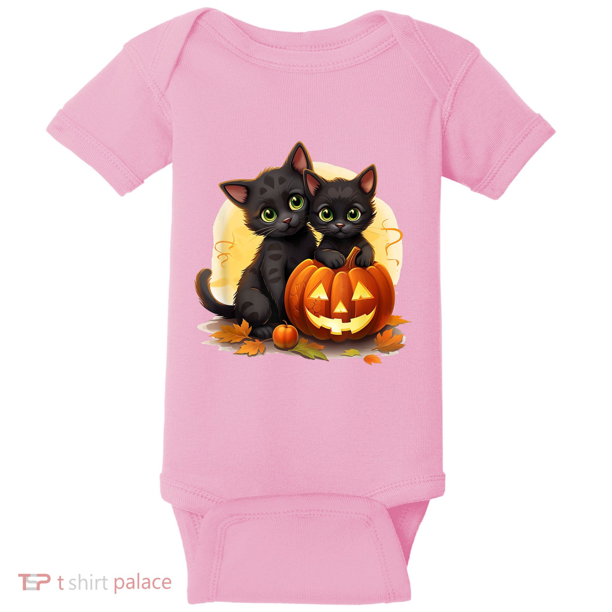 Black Kitten Cats Pumpkin Halloween Jack O Lantern Cute Baby Bodysuit