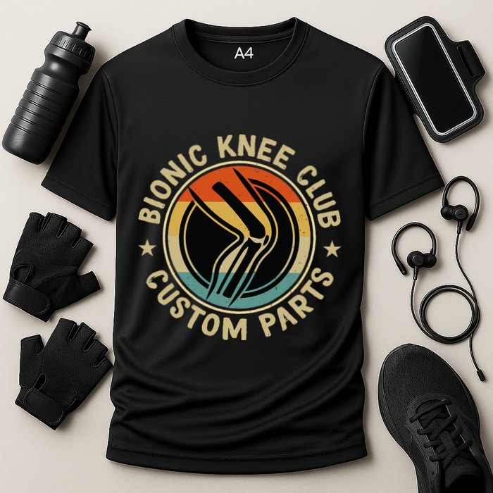 Bionic Knee Club Custom Parts Bones Funny Knee Replacement Cooling Performance Crew T-Shirt