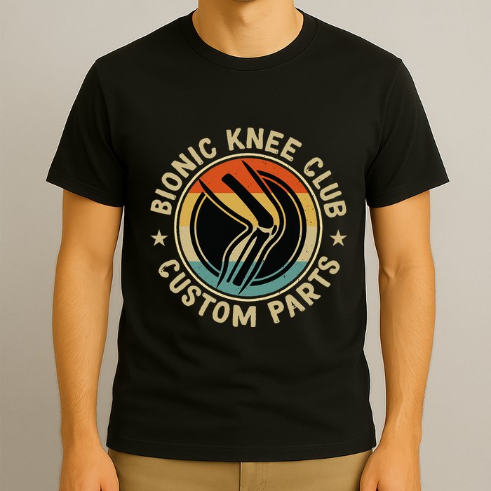 Bionic Knee Club Custom Parts Bones Funny Knee Replacement T-Shirt