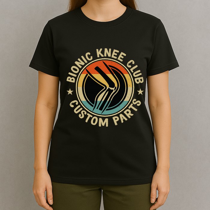 Bionic Knee Club Custom Parts Bones Funny Knee Replacement T-Shirt