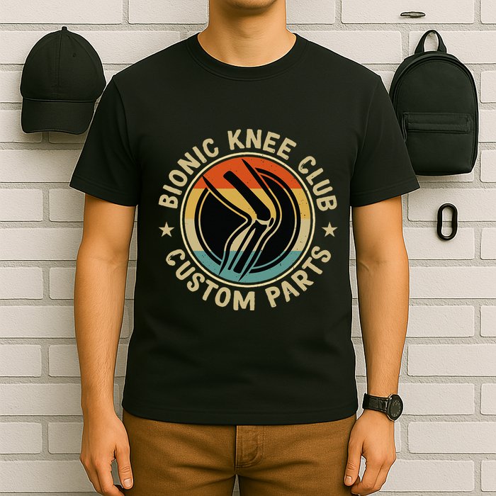 Bionic Knee Club Custom Parts Bones Funny Knee Replacement T-Shirt