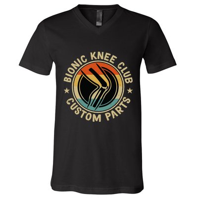 Bionic Knee Club Custom Parts Bones Funny Knee Replacement V-Neck T-Shirt