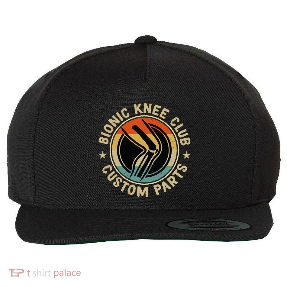Bionic Knee Club Custom Parts Bones Funny Knee Replacement Wool Snapback Cap