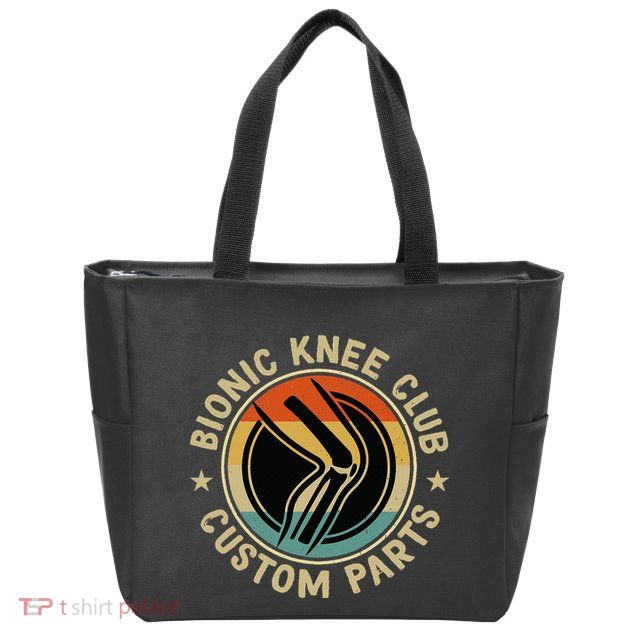 Bionic Knee Club Custom Parts Bones Funny Knee Replacement Zip Tote Bag