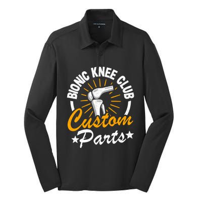 Bionic Knee Club Custom Parts Surgery Funny Knee Replacet Gift Silk Touch Performance Long Sleeve Polo