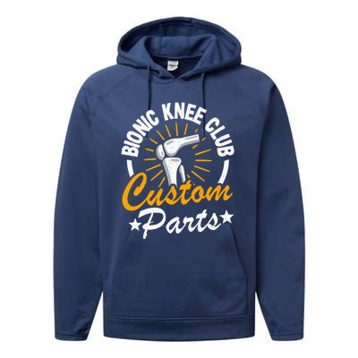 Bionic Knee Club Custom Parts Surgery Funny Knee Replacet Gift Performance Fleece Hoodie