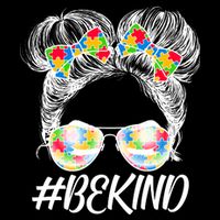 #Be Kind Cute Messy Bun Hair Autism Awareness Drawstring Bag