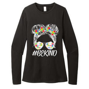 #Be Kind Cute Messy Bun Hair Autism Awareness Womens CVC Long Sleeve Shirt