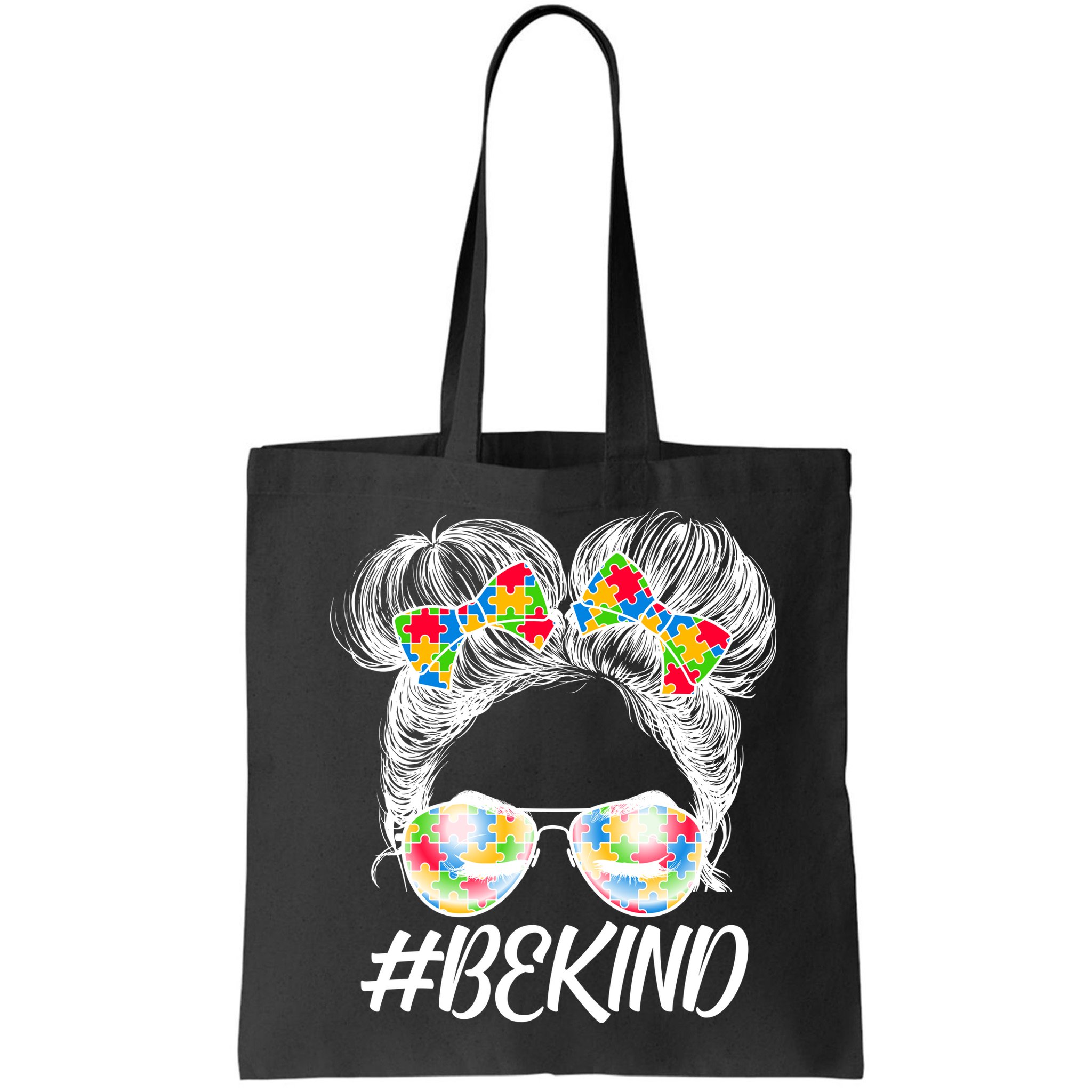 #Be Kind Cute Messy Bun Hair Autism Awareness Bag