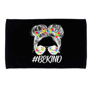 #Be Kind Cute Messy Bun Hair Autism Awareness Microfiber Hand Towel