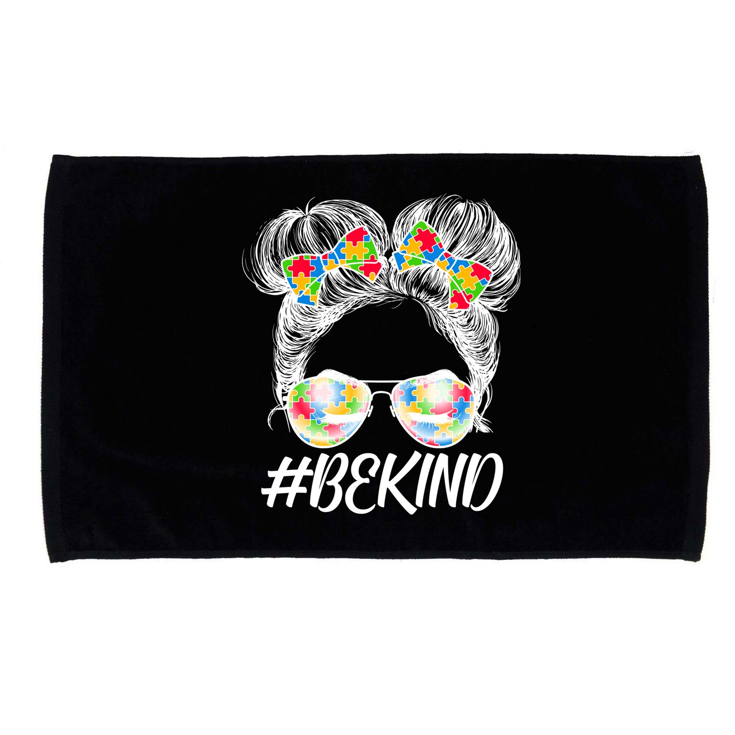 #Be Kind Cute Messy Bun Hair Autism Awareness Microfiber Hand Towel