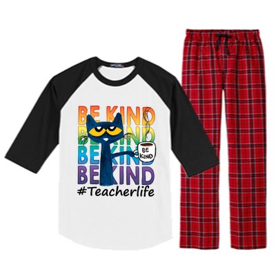 Be Kind Cat Funny Cat Teacher Cat Teacher Life Kindness Raglan Sleeve Pajama Set