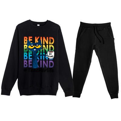 Be Kind Cat Funny Cat Teacher Cat Teacher Life Kindness Premium Crewneck Sweatsuit Set