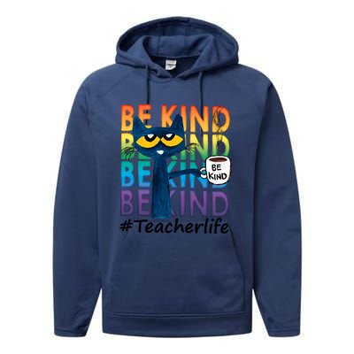 Be Kind Cat Funny Cat Teacher Cat Teacher Life Kindness Performance Fleece Hoodie