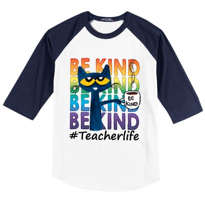 Be Kind Cat Funny Cat Teacher Cat Teacher Life Kindness Baseball Sleeve Shirt