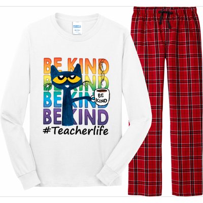 Be Kind Cat Funny Cat Teacher Cat Teacher Life Kindness Long Sleeve Pajama Set