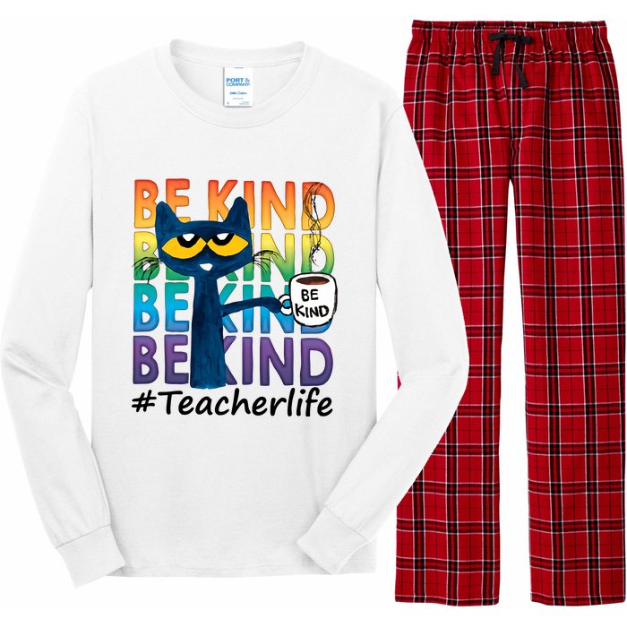 Be Kind Cat Funny Cat Teacher Cat Teacher Life Kindness Long Sleeve Pajama Set