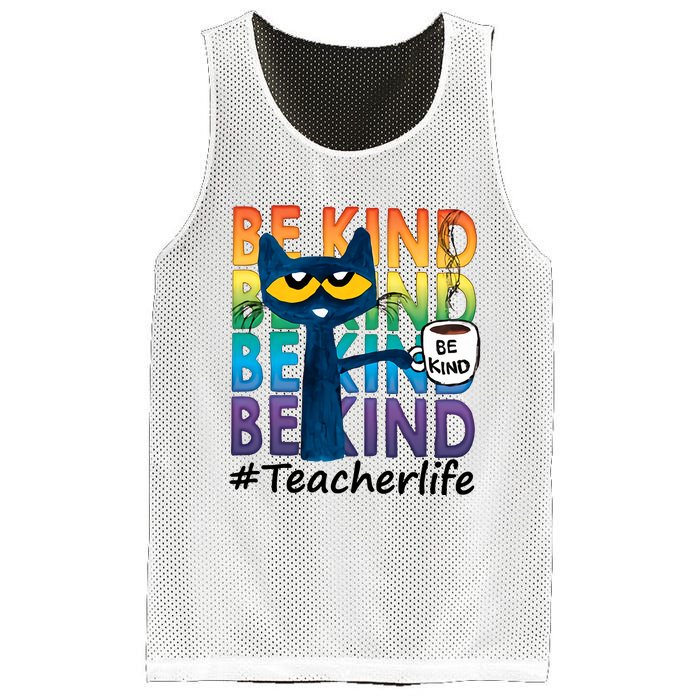 Be Kind Cat Funny Cat Teacher Cat Teacher Life Kindness Mesh Reversible Basketball Jersey Tank