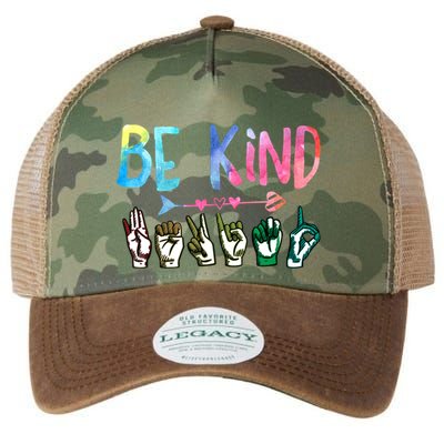 Be Kind Cute Asl American Sign Language Gift Meaningful Gift Legacy Tie Dye Trucker Hat
