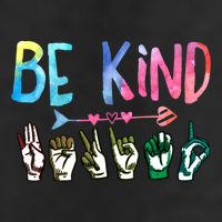 Be Kind Cute Asl American Sign Language Gift Meaningful Gift 7 Panel Mesh Trucker Snapback Hat