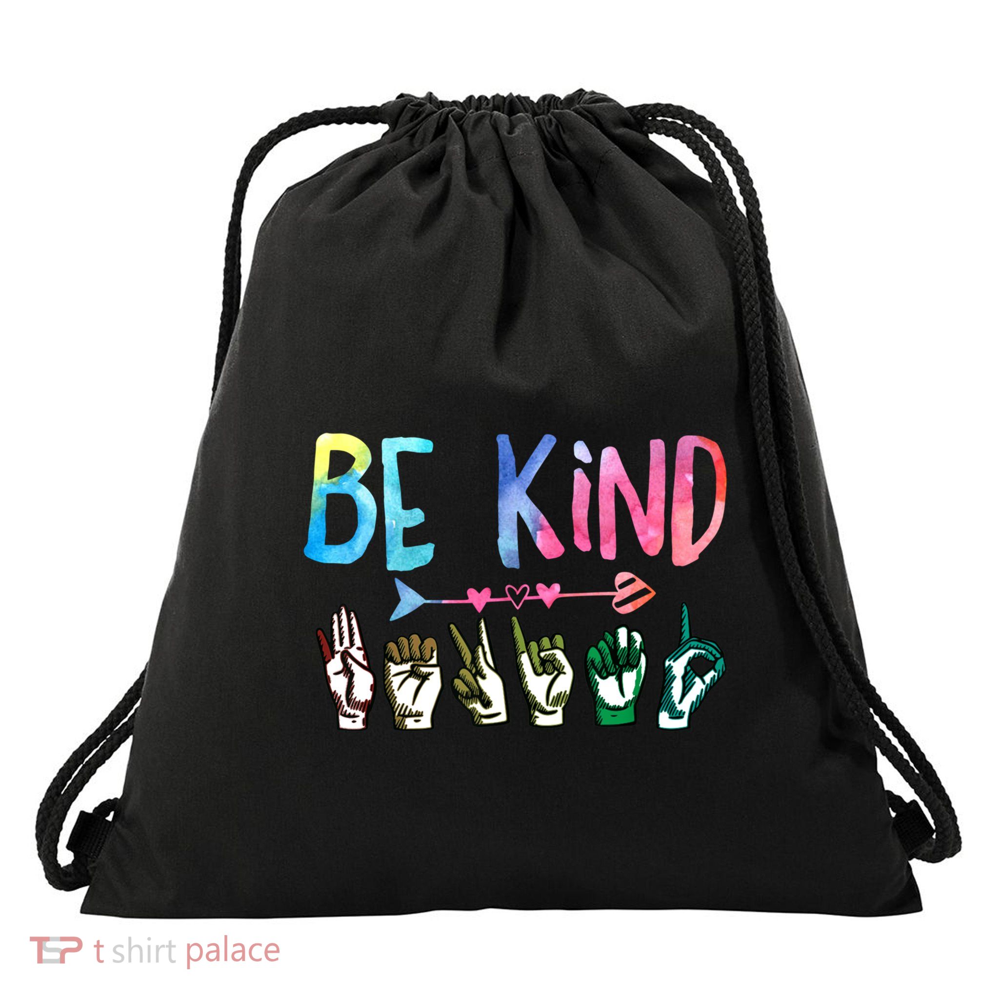 Be Kind Cute Asl American Sign Language Gift Meaningful Gift Drawstring Bag