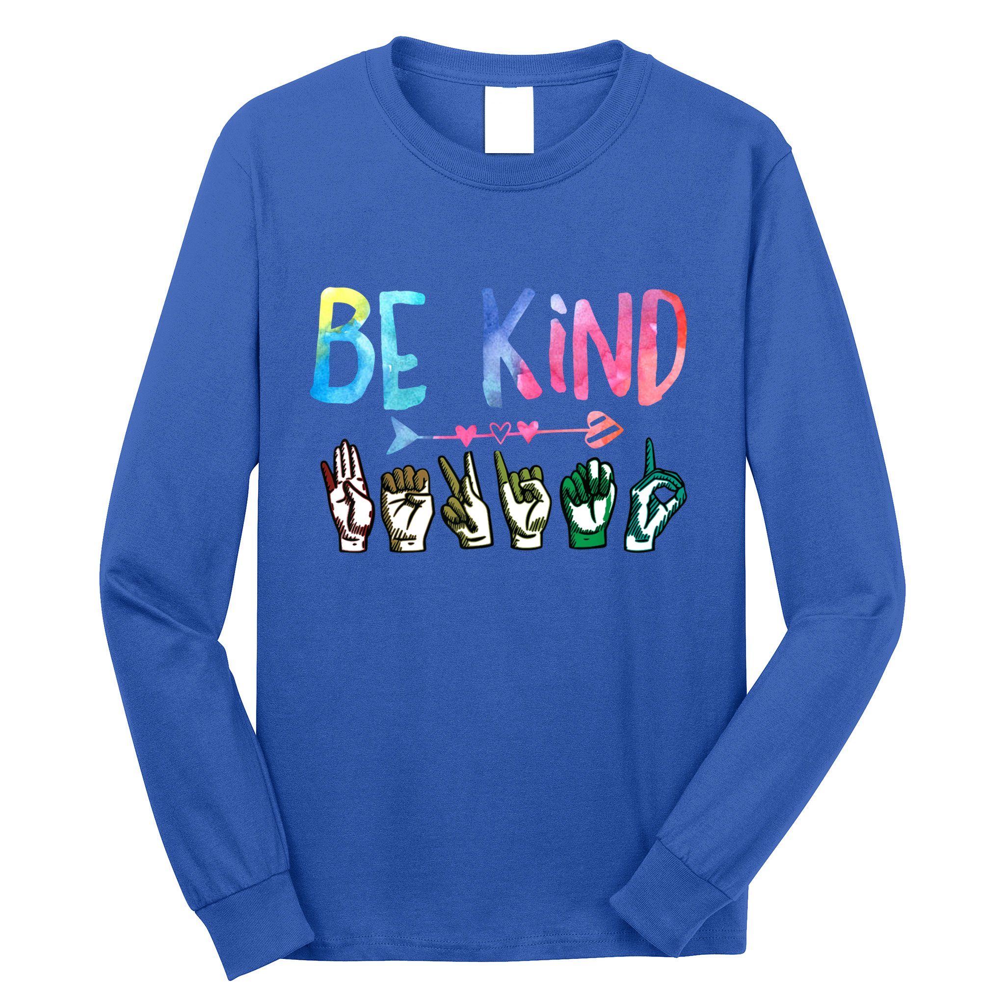 Be Kind Cute Asl American Sign Language Gift Meaningful Gift Long Sleeve Shirt