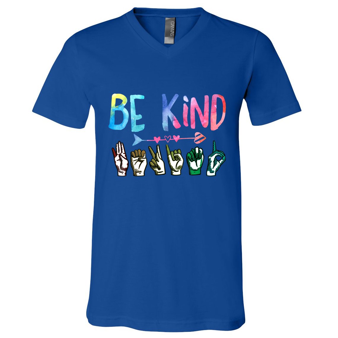 Be Kind Cute Asl American Sign Language Gift Meaningful Gift V-Neck T-Shirt