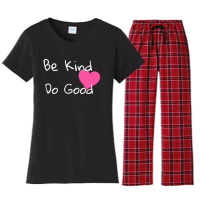 Be Kind Do Good Heart Inspirational Graphic Women's Flannel Pajama Set