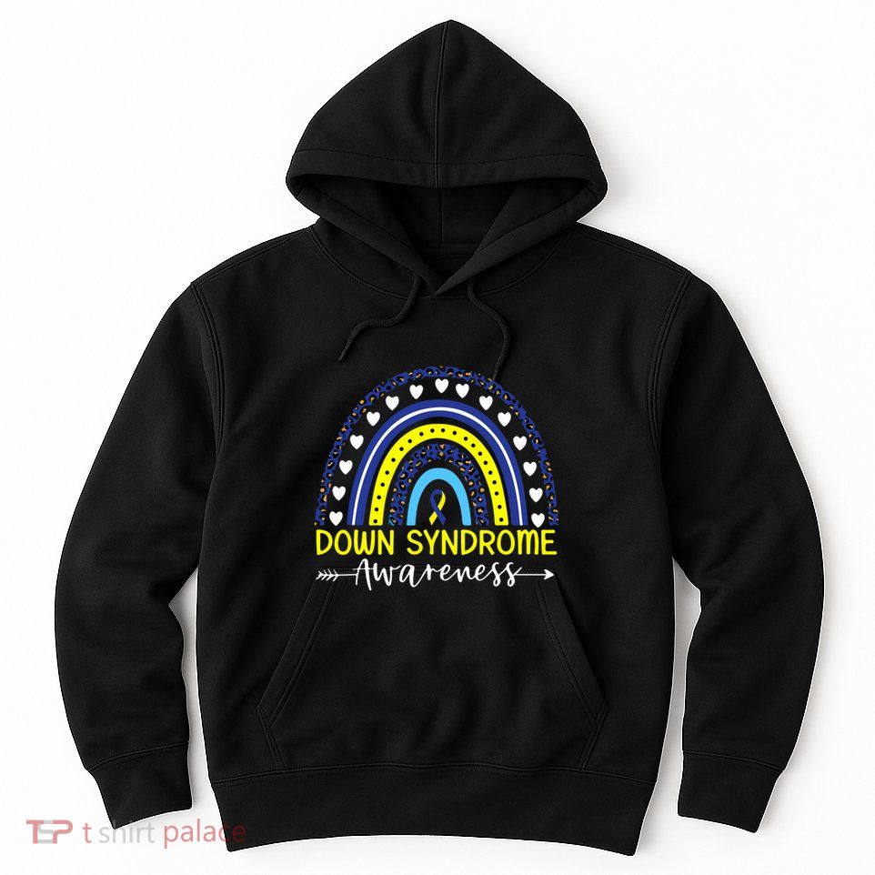 Be Kind Down Syndrome Awareness Ribbon Rainbow Kindness Gift Hoodie