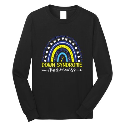 Be Kind Down Syndrome Awareness Ribbon Rainbow Kindness Gift Long Sleeve Shirt