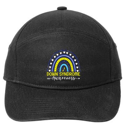 Be Kind Down Syndrome Awareness Ribbon Rainbow Kindness Gift 7-Panel Snapback Hat