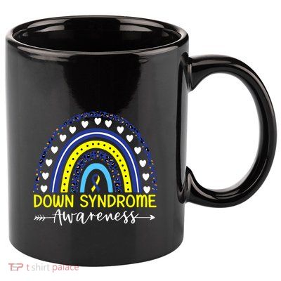 Be Kind Down Syndrome Awareness Ribbon Rainbow Kindness Gift 11oz C Handle Ceramic Mug
