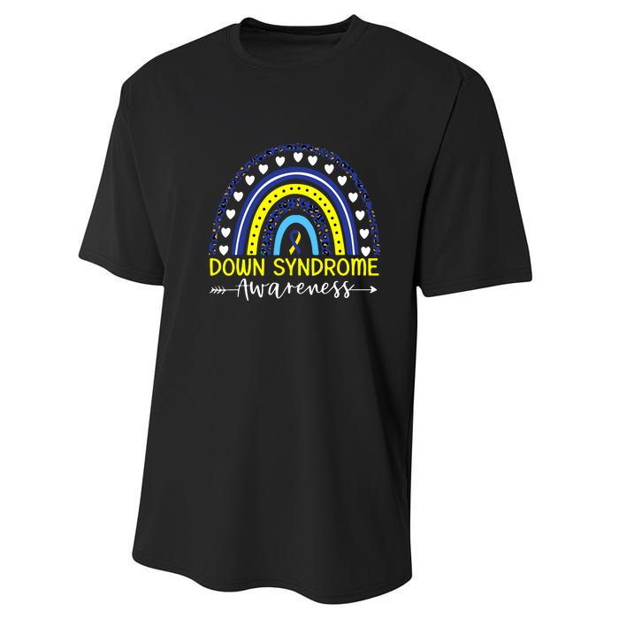 Be Kind Down Syndrome Awareness Ribbon Rainbow Kindness Gift Performance Sprint T-Shirt