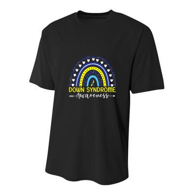 Be Kind Down Syndrome Awareness Ribbon Rainbow Kindness Gift Youth Performance Sprint T-Shirt