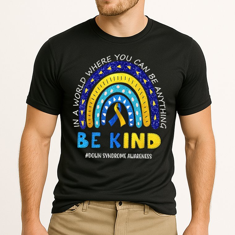 Be Kind Down Syndrome Awareness Rainbow Performance Shirt
