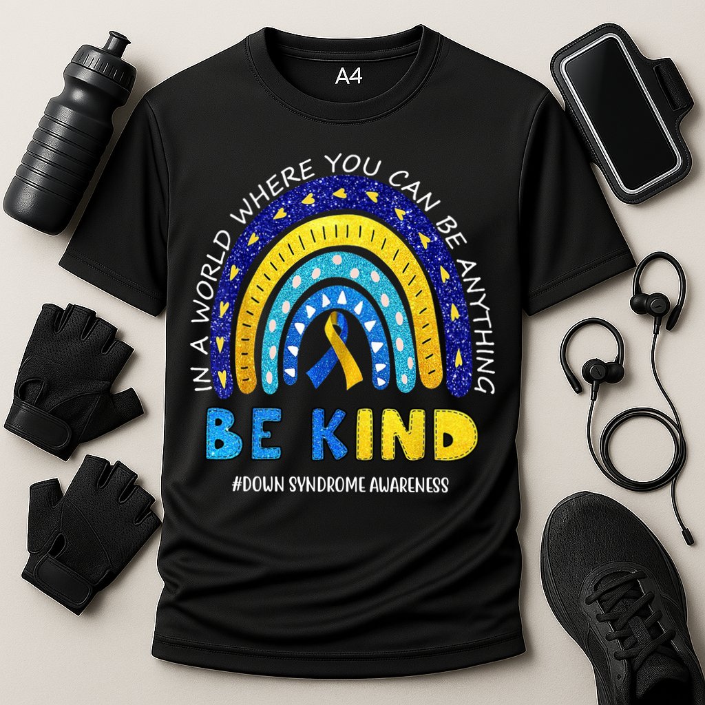 Be Kind Down Syndrome Awareness Rainbow Performance Shirt