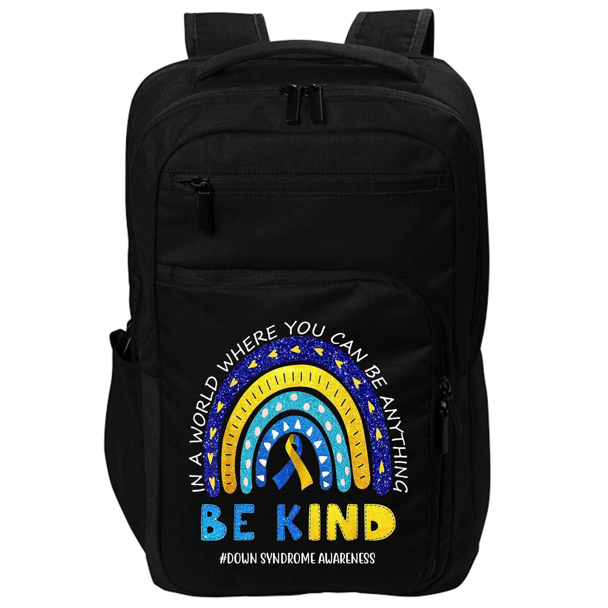Be Kind Down Syndrome Awareness Rainbow Impact Tech Backpack