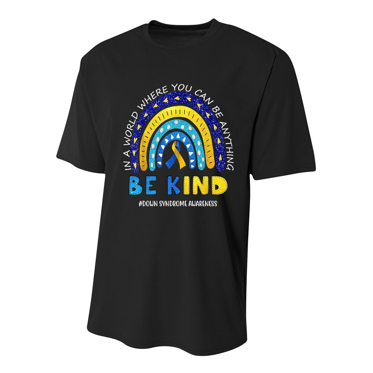 Be Kind Down Syndrome Awareness Rainbow Youth Performance Sprint T-Shirt