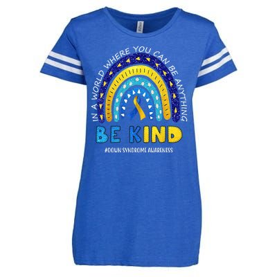 Be Kind Down Syndrome Awareness Rainbow Enza Ladies Jersey Football T-Shirt