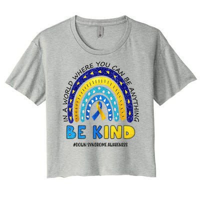 Be Kind Down Syndrome Awareness Rainbow Women's Crop Top Tee