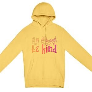 Be Kind Deaf Awareness Cool Gift Sign Language Kindness Matters Gift Premium Pullover Hoodie