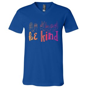 Be Kind Deaf Awareness Cool Gift Sign Language Kindness Matters Gift V-Neck T-Shirt