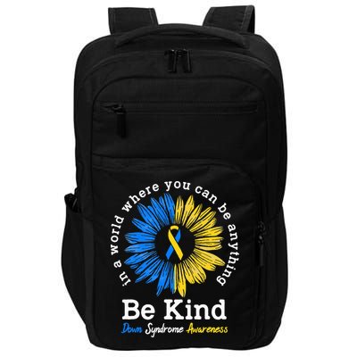 Be Kind Down Syndrome Awareness Ribbon Sunflower Kindness Impact Tech Backpack