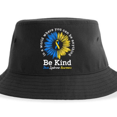 Be Kind Down Syndrome Awareness Ribbon Sunflower Kindness Sustainable Bucket Hat