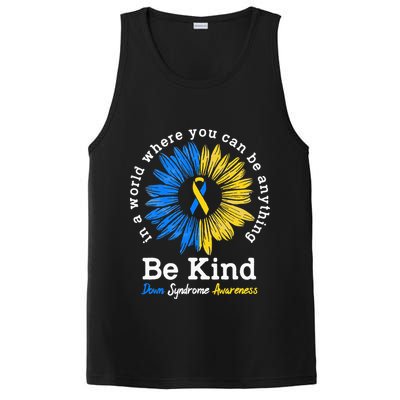 Be Kind Down Syndrome Awareness Ribbon Sunflower Kindness PosiCharge Competitor Tank