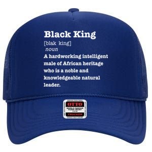 Black King Definition Cool Gift African Pride Melanin Educated High Crown Mesh Back Trucker Hat