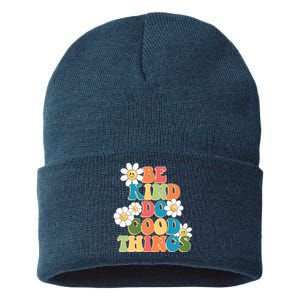 Be Kind Do Good Things Positive Quote Sustainable Knit Beanie